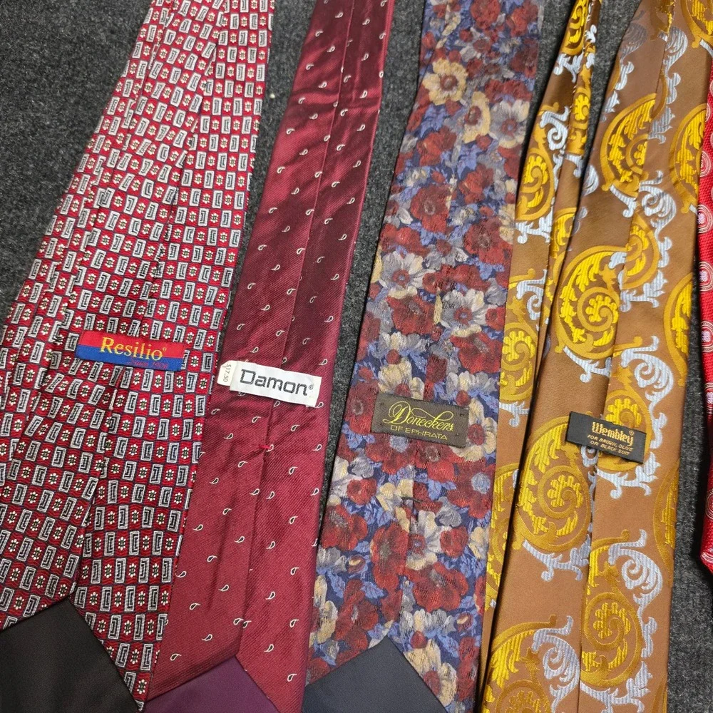 Vintage Designer Tie Lot 6pc Christian Dior Zegna Wembley Silk Blend Mixed Tie